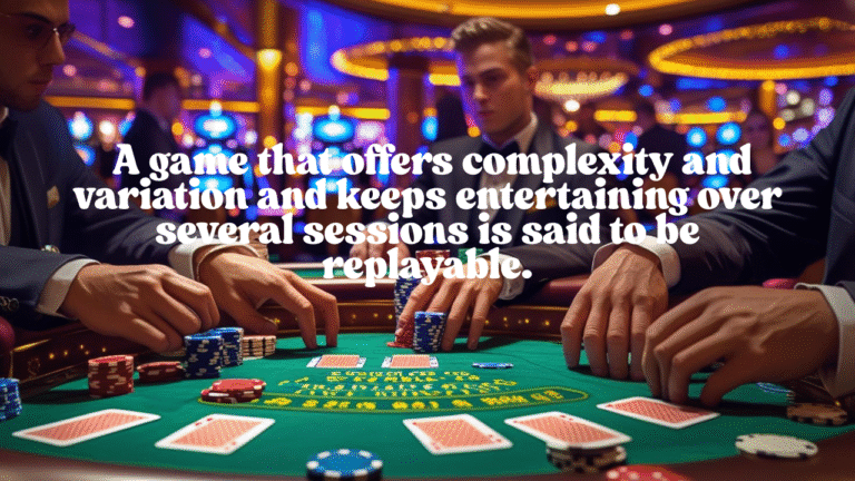 Very very fun games:  A game that offers complexity and variation and keeps entertaining over several sessions is said to be replayable.